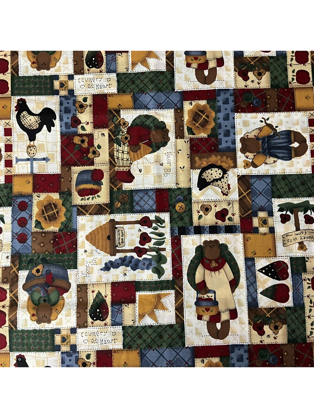 Leslie Beck Fabric Country Bears Honey Hill Farm Cranston Cotton Quilting 6 Yds